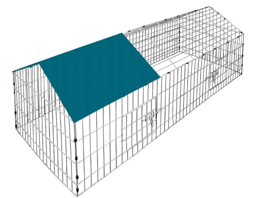 CADOCA® Freilaufgehege 180x75x75cm Sonnenschutz Auslauf Garten Kaninchenstall Hasenstall Kleintierauslauf Dachstoff Grün