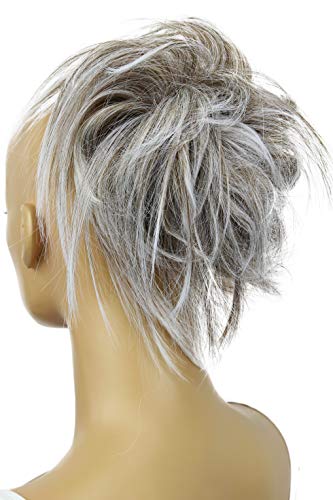 CAISHA Jumbo Haarteil Haargummi Dutt Flora Hochsteckfrisuren Brautfrisuren Natürlich Gewellt Unordentlich DM17cm Grau Mix G10F