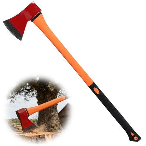 Spaltaxt, 85cm Beil Axt Universell mit Glasfaserstiel zum Spalten und Hacken, Äxte 990g mit Klinge aus Kohlenstoffstahl für Garten und Wald