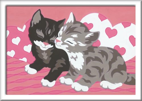Ravensburger CreArt 28467 - Kuschelkatzen - Malen nach Zahlen Katzen für Kinder ab 7 Jahre, Malset mit Rahmen, Pinsel und Acrylfarben, Geschenk für Mädchen und Jungen