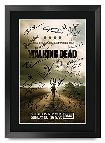 HWC Trading The Walking Dead A3 Gerahmte Signiert Gedruckt Autogramme Bild Druck-Fotoanzeige Geschenk Für Tv-Show-Fans
