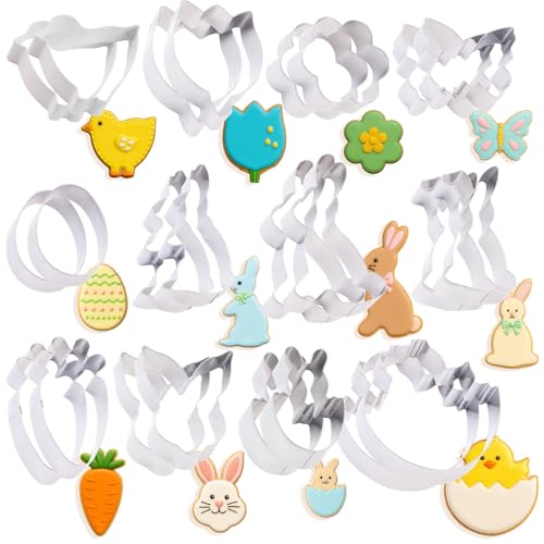 Rosenstein & Söhne Keks-Ausstecher Ostern: Oster-Ausstecher, 24-tlg. Set, Edelstahl, Kekse, Fondant, Deko (Fondant-Ausstechformen Ostern, Keksformen-Sets, Backen)