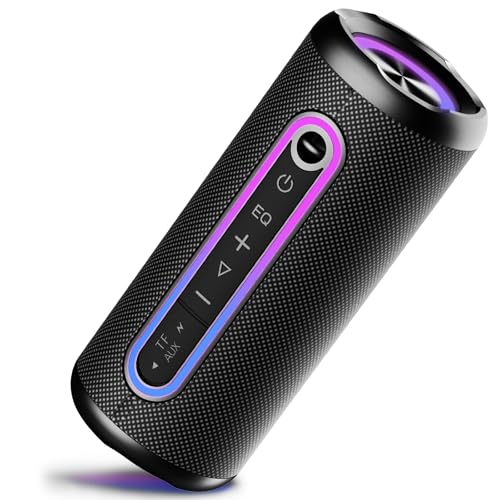 TIMU Bluetooth Lautsprecher mit Licht, Bluetooth 5.4 Musikbox, 30W Dual Lautsprecher, Dualen Bass-Treibern, 30 Std Akku, IPX7 wasserdicht, TWS Paarung, AUX, TF Karte, Geeignet Outdoor/Party/Reisen