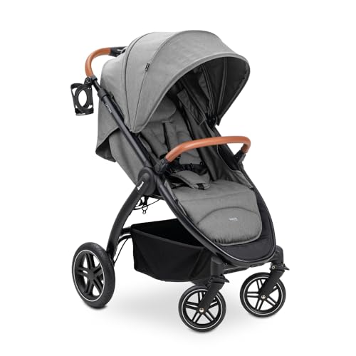 hauck Uptown, Melange Grey - Kinderbuggy mit Liegeposition ab Geburt, Breiter Sitz bis 22 kg, Getränkehalter, Gummiräder, Federung, UV Schutz 50+, Faltbar, Höhenverstellbar, Großer Korb