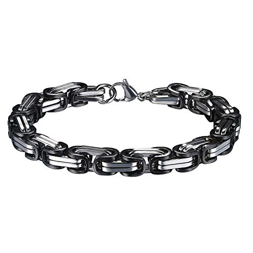 OIDEA Königskette Armband für Herren Edelstahl Herrenarmband Armreif Charmsarmband Armreif Armschmuck Armkette Schwarz Königsarmband Herrenarmband Byzantinischem Geschenk für Männer