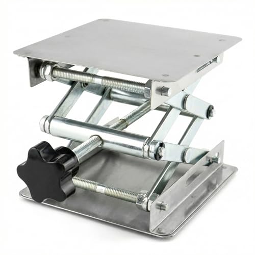 QWORK® Labor Hebebühne, 100x100mm Edelstahl Labor Scherenheber für Experimente Maximale Belastung 5KG