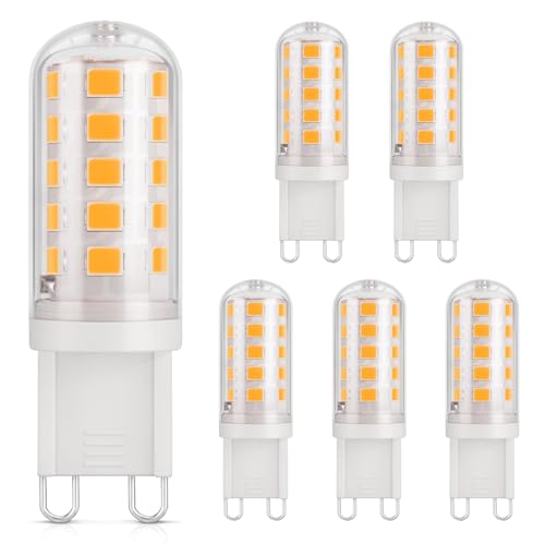 DiCUNO G9 LED Lampe warmweiß 2700K, 3W LED Leuchtmittel Ersatz 30W-40W Halogenlampe, G9 Glühbirne 410 Lumen, kein Flackern, Energiesparende kleine Birne, nicht dimmbar, 6er Pack