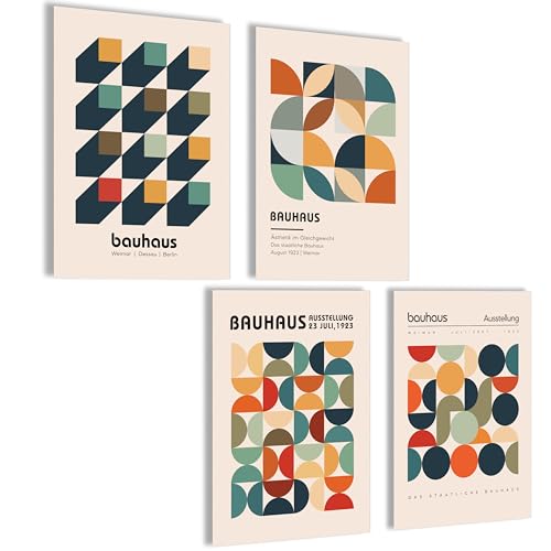 mojoliving Bauhaus Poster Set Bauhaus Bilder Schlafzimmer Deko Aesthetic Bilder Wohnzimmer Poster Vintage Wandbilder Schlafzimmer Aesthetic Room Decor Abstrakte Bilder Bauhaus Kunstdrucke
