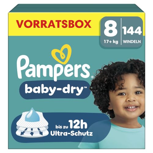 Pampers Baby-Dry Größe 8, 144 Windeln, 17kg+