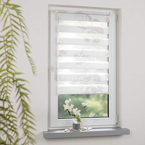 Klemmfix- Duorollo/Doppelrollo mit Druckmotiv Boston mit verstellbaren Klemmträgern, Montage ohne Bohren, Breite: 90 cm/Höhe: 160 cm, Farbe: Taupe