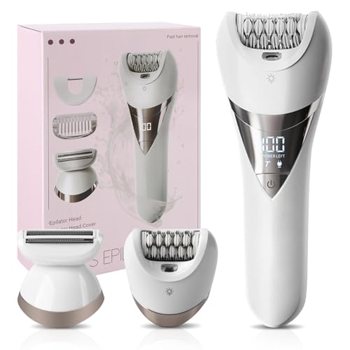 Elektrischer Damen-Epilierer, 2-in-1 für Gesicht, Kinn, Arme, Beine, Achselhöhle, Bikini-Trimmer, Rasur und Epilat, breiter Kopf für schnelles Epilieren, Nass- und Trockenrasierer, 2 Geschwindigkeiten