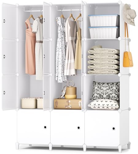 HOMIDEC Kleiderschrank, 12 Würfel Schrank aus Kunststoff, 146 x 107 x 45cm