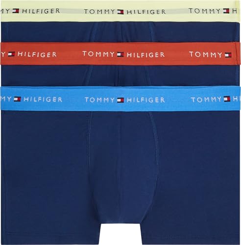 Tommy Hilfiger Herren 3er Pack Boxershorts Trunks aus Baumwolle mit Stretch, Blau (Blue Spl/Trra Rd/Fded Fluro), XXL