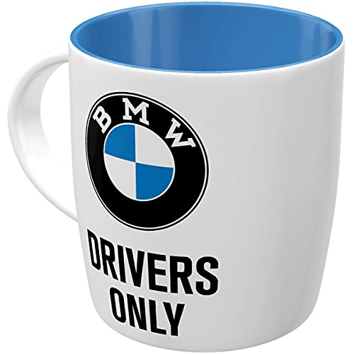 Nostalgic-Art Retro Kaffee-Becher, 330 ml, BMW – Drivers Only – Geschenk-Idee für BMW Accessoires Fans, Original Lizenzprodukt (OLP), Keramik-Tasse, Vintage Design