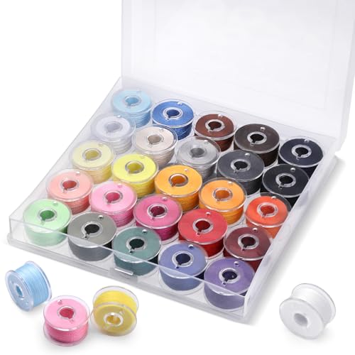 Riddur Nähgarn Set, 25-teilig Nähfaden, 25 Farben Garn Nähmaschine Zubehör, Spulen Nähmaschine, Nähgarn für Nähmaschines Stickmaschine mit Aufbewahrung Polyestergarn, 45 m/Spule