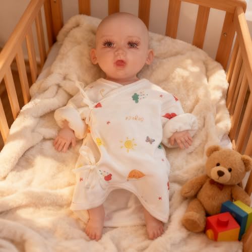 LCUPPON Realistische Silikon Puppe Baby 36cm Silikon Puppen Baby Neugeborenen für Weihnachten (Beige)