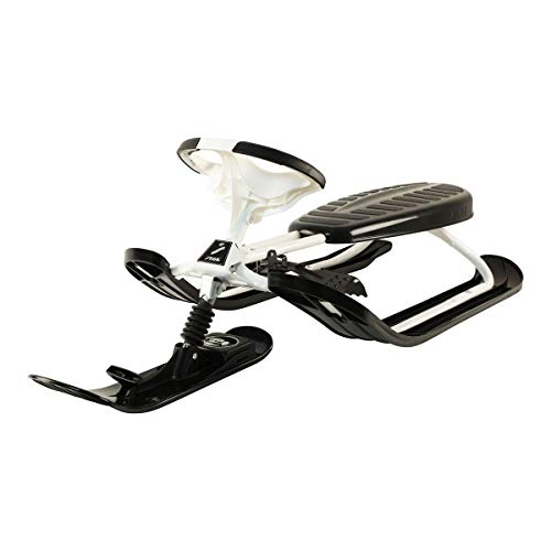 STIGA Snowracer Supreme GT Lenk Schlitten mit Curve Ski System, Stoßdämpfer und Bremse – Robuster Stahlrahmen, für Kinder ab 7 Jahren und Erwachsene, Maximalgewicht 90 kg, Weiß