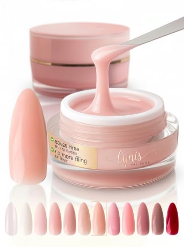 No File Aufbaugel für Gelnägel ALMOND NUDE 15ml für Profis & Anfänger als UV Gel SELBSTGLÄTTEND OHNE FEILEN · für UV & LED geeignet · pinchbar, mittelviskos