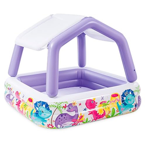 Intex 57470NP - Aufblasbarer Aquarium-Pool mit abnehmbarem Sonnendach, Vinyl, Mehrfarbig, 157x157x122 cm