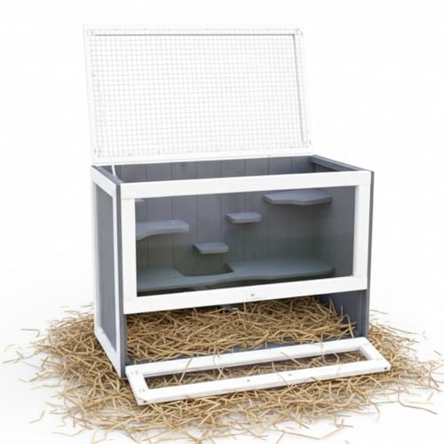 Melko Hamsterkäfig Nagerkäfig 5-stöckig 60x35x42 cm Holz mit Plexiglas Grau