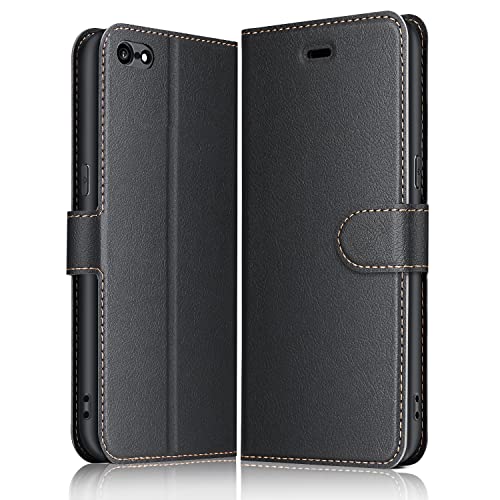 ELESNOW Hülle für iPhone 6 Plus / 6S Plus, PU Leder Klappbar Wallet Handyhülle Schutzhülle Tasche mit Kartenfach, Standfunktion, Magnetisch für Apple iPhone 6 Plus / 6S Plus Hüllen (Schwarz)