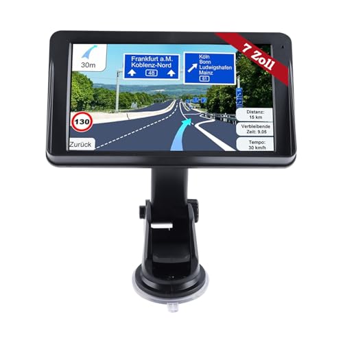 BONRYAN Navigationsgerät für Autos 2025 - GPS Navi 7 Zoll kostenlose Kartenupdates, Blitzerwarner Sprachführung POI Fahrspurassistent