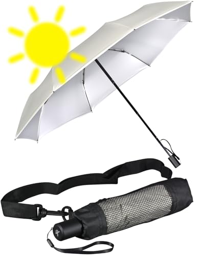 iX-brella City Trekking Sonnen-Regenschirm mit extra langem Stock mit UV- und Hitzeschutz - Silver Coating - Stone