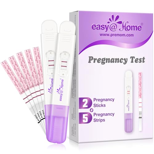Easy@Home Schwangerschaftstest Frühtest Ultraempfindlicher Frühschwangerschaftstest: Pregnancy Test für Früherkennung einer Schwangerschaft, 7 Tests (2 Sticks 10mIU/mL, 5 Strips 10mIU/mL)