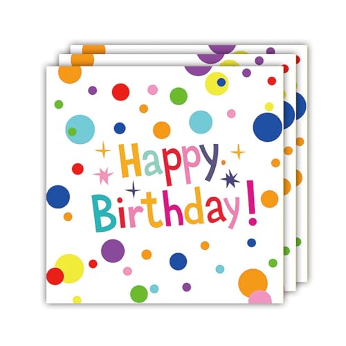 40 Stück servietten geburtstag,33x33cm tischdeko geburtstag servietten bunt gepunkteter, happy birthday serviettes kindergeburtstag für Junge Mädchen Geburtstag Party Deko