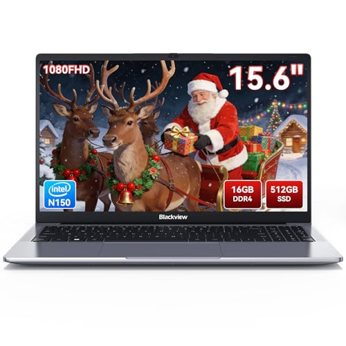 Blackview 15,6 Zoll Laptop, N150(Besser N95/N97) bis zu 3.6GHz, 16GB RAM 512GB SSD Notebook für Unternehmen Studierende, FHD IPS Display, Augenschutz, 100W Typ-C, 4K HDMI, Bluetooth, WiFi 5, QWERTY