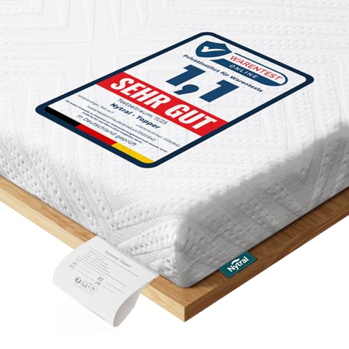 Nytral Matratzen Topper 180x200cm H3 & H4, 7,5cm Höhe Schlafsofa Bett Gelschaum, Öko-TEX Zertifiziert, Atmungsaktiv & Waschbar, Matratzentopper für Boxspringbett, Wohnwagen & Schlafsofa