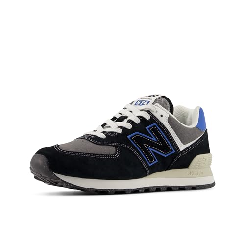 New Balance Unisex 574 Sneaker, Schwarz/Blauer Achat, 45 EU