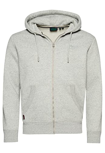Superdry Herren Essential Logo Zip Hoodie Sweatshirt, Grau (Athletic Grey Marl), Large