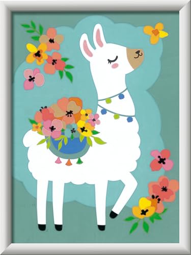 Ravensburger CreArt 20296 - No Probllama - Malen nach Zahlen Lama für Kinder ab 7 Jahre, Malset mit Rahmen, Pinsel und Acrylfarben, Geschenk für Mädchen und Jungen
