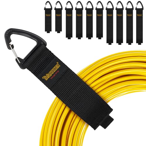 Trilancer Klettband mit Öse mit dreieckiger Schnalle zum Aufhängen an Wänden für Kabel, Drähte, Seile, Schläuche, Organisation für Haus, Garage oder Werkstatt, Patentiertes Design (2XS，4xM，4XL