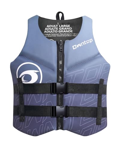 Owntop Schwimmweste für Erwachsene | Leichte Neopren-Schwimmhilfe | Faltbare Auftriebsweste mit Doppelschnallen für SUP, Kajak, Paddeln, Angeln (Grau,L)