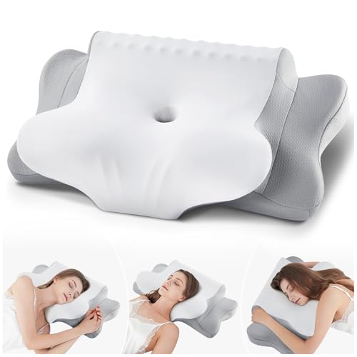 FAIORD Bücherkissen Nackenkissen Kopfkissen, Memory Foam Kissen Ergonomisches Kopfkissen, Nackenstützkissen für Seitenschläfer, Rücken und Bauchschläfer