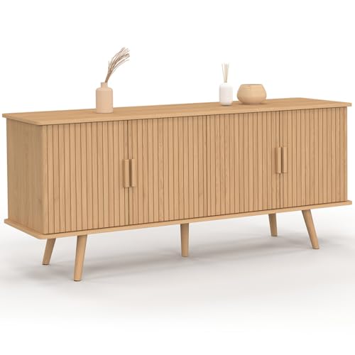 IDMarket - Buffet 140 cm Juliette 4 Portes Effet Lattes