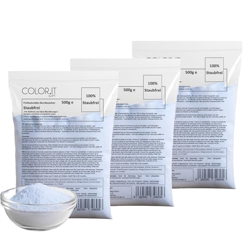 COLOR.IT Professionelles Blondierpulver (3er Pack) Hochwertiges Premium Aufhellungspulver 500g Staubfrei für bis zu 7 Stufen Aufhellung Geeignet für alle Blondier- und Strähnen-Techniken