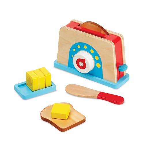 Melissa & Doug - Toaster Set aus Holz, für realistisches Rollenspiel, zum Üben von motorischen Fähigkeiten, für Kinder ab 3 Jahren