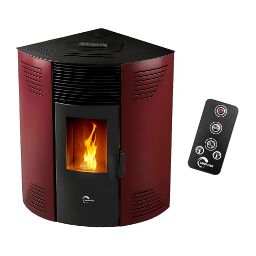 Wandmontierter wasserdichter Eck-Pelletofen Iseos 12,2 kW Bordeaux Sannover Thermique