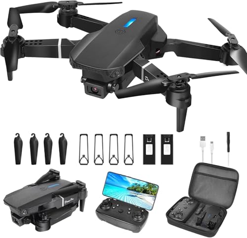 Drohne mit Kamera HD 1080P,Faltbare Drohne Lange Flugzeit,RC Quadcopter mit Tasche,3D Flip,One Key Start/Landen,Headless Mode,Flugbahnflug,Mini Drone Geschenk für Anfänger Kinder,mit 2 Batterien HHN
