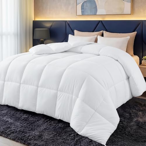 Utopia Bedding Bettdecke 135 x 200 cm, Ganzjahresbettdecke 280 GSM Füllung, Mikrofaser Steppdecke (weiß)