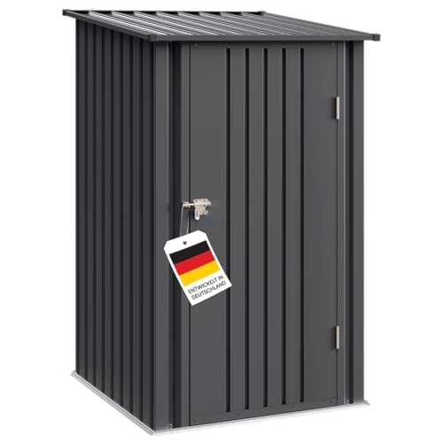 STEELSØN Timir Gerätehaus Metall – Geräteschuppen mit Pultdach – Gartenhaus 160x100x103cm (HxTxB) – Gartenschuppen Anthrazit – Gartenhütte Zinkstahlrahmen – Gerätehütte rostfrei – Schuppen Garten