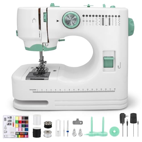 Nähmaschine – Kompakte Multifunktions-Nähmaschine für Anfänger & Profis, 12 Stichmuster, 2 Geschwindigkeiten, Doppelstich, Fußpedal & Knopfbetrieb, ideal für DIY und Kleidung