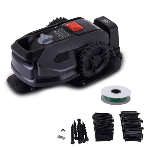 Scheppach Black Edition Rasenmähroboter RRMA300 bruschless | Rasenfläche 300 m² | Schnittbreite 160 mm | Schnitthöhe 20 – 50 mm | Steigungen bis zu 25% | Geräuscharm | inkl. Zubehör