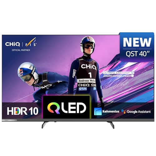 CHIQ L40QST 40 Zoll (101cm) QLED Pro Smart Google TV - Rahmenloses Metall-Design, FHD, 90% DCI-P3, HDR10, Dolby Audio, Sprachsteuerung