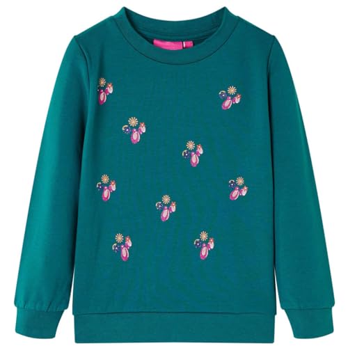 vidaXL Kinder Sweatshirt mit Glitzer-Muster Langarmshirt Pullover Pulli Dunkelgrün 116