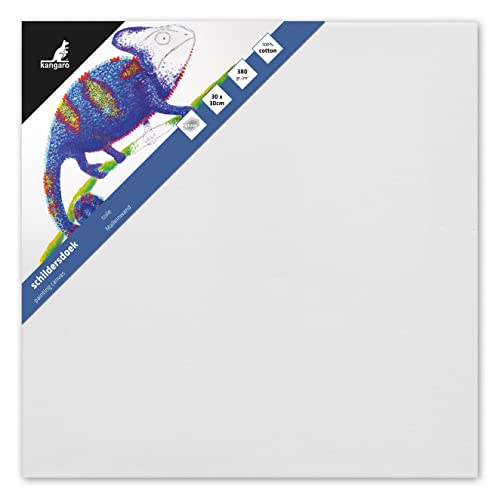 Kangaro leinwand - canvas 30x30cm 380gr/m2 100% Baumwolle mit Kiefernholzrahmen und Keilen, Weiss
