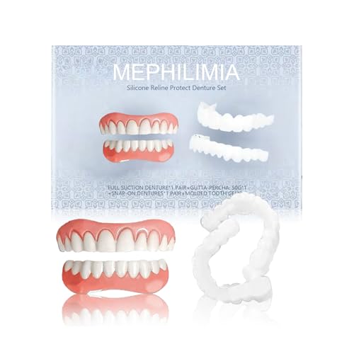 MEPHILIMIA®Zahnersatz Falsche Zähne Veneers Zähne Zahnreparatur Von Zahnkleber für Zähne Provisorischer Kosmetische Zahnabdeckung Provisorische Zahnprothese Gefälschte Künstliche Zähne Geschenk Set